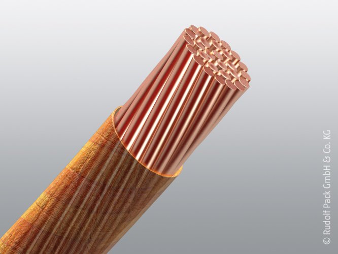 Kupferlitze Rupalit® plus mit Naturseide-Ummantelung im Anschnitt