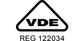 VDE Prüfzeichen mit Registriernummer REG 122034