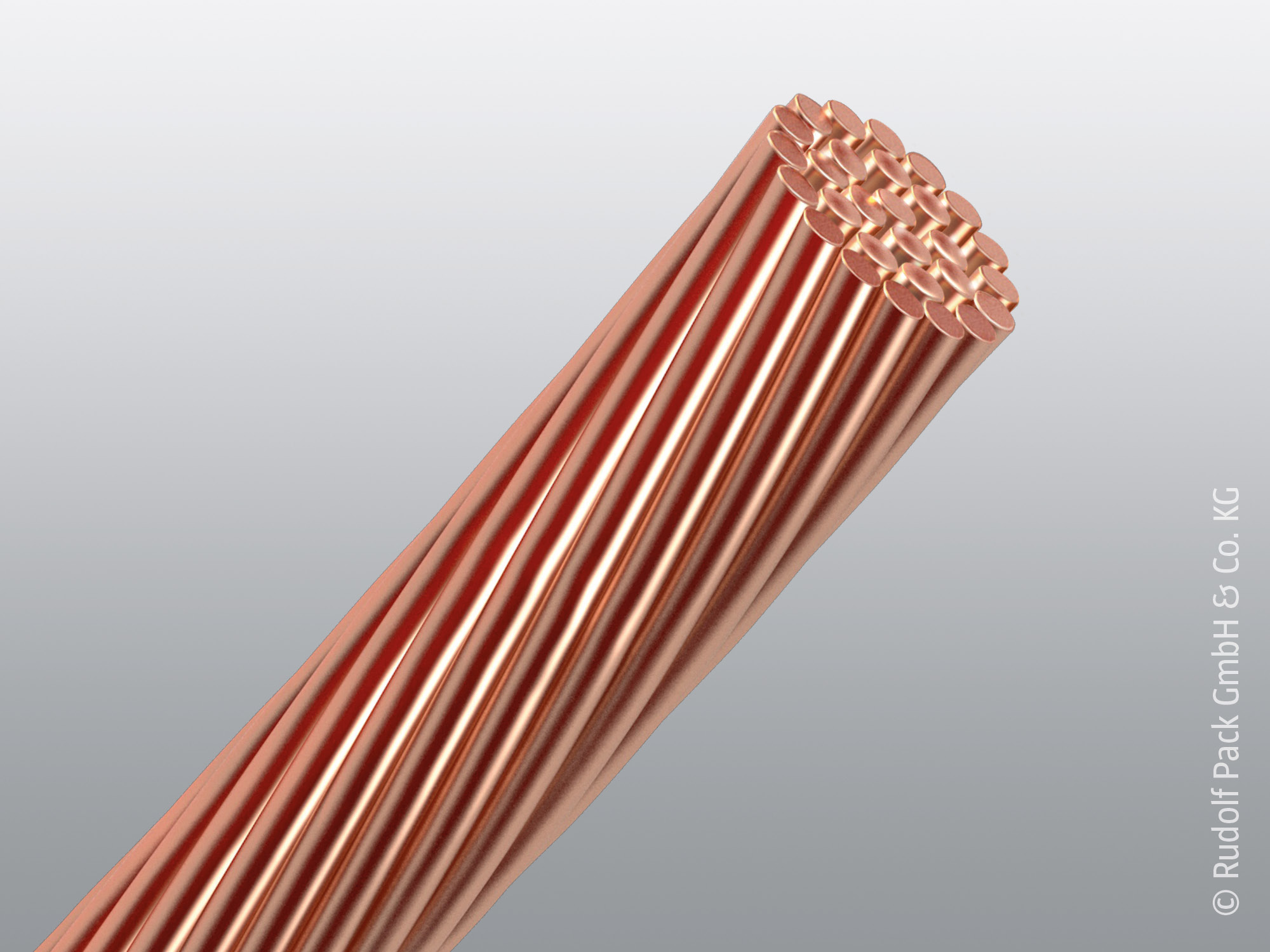 Kupferlitze Rupalit® im Anschnitt mit feindrähtigem Kupferleiter
