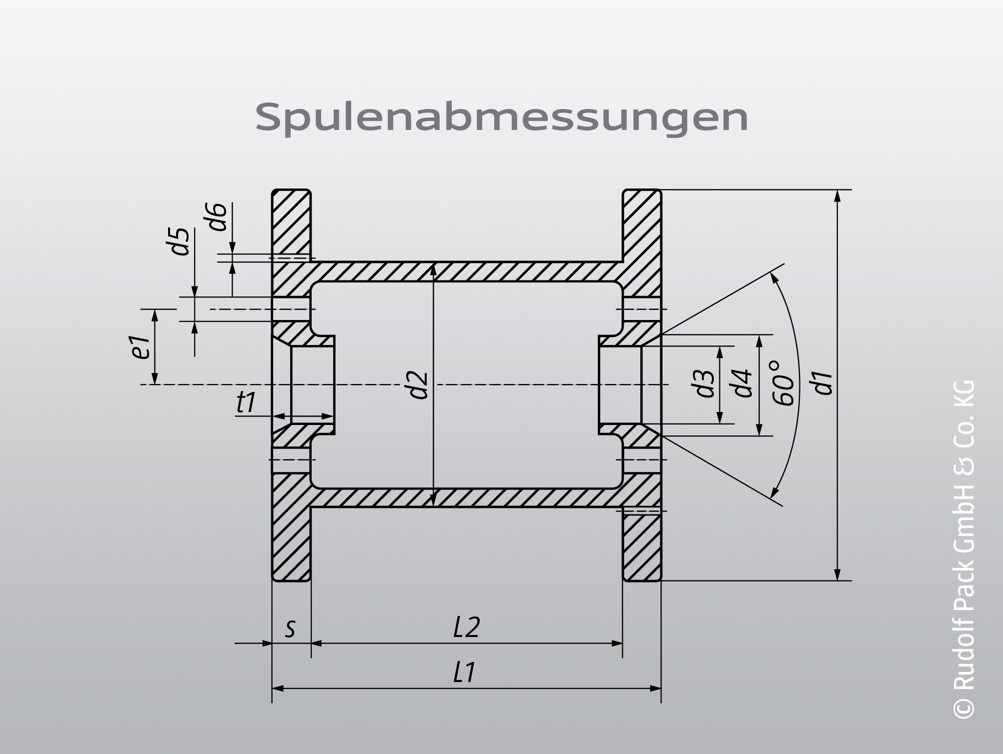 Représentation schématique des dimensions de bobines pertinentes comme base pour la conception précise d'enroulements bifilaires. Les paramètres géométriques définis permettent une adaptation exacte du guidage du fil de litz, du nombre de spires et de l'utilisation de l'espace de construction.